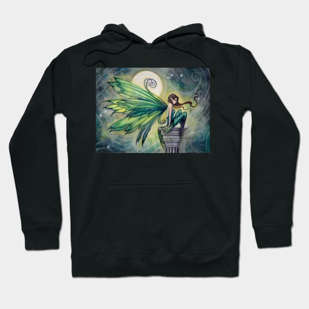 Aquamarine Fairy and Moon Celestial Fantasy Art Hoodie by robmolily